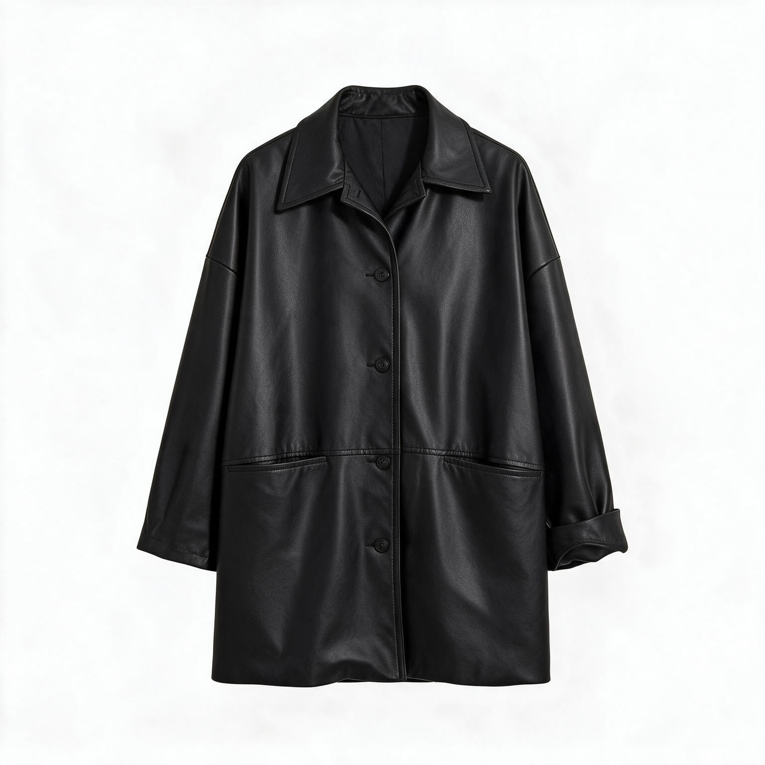 Chaqueta de piel genuina para mujer Alive en color Negro - vista frontal