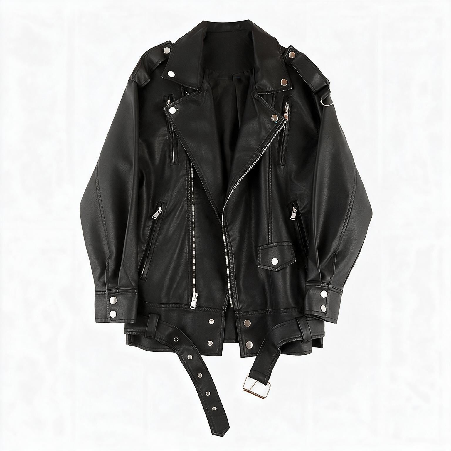 Chaqueta de piel genuina para mujer Isolde en color Negro - vista frontal