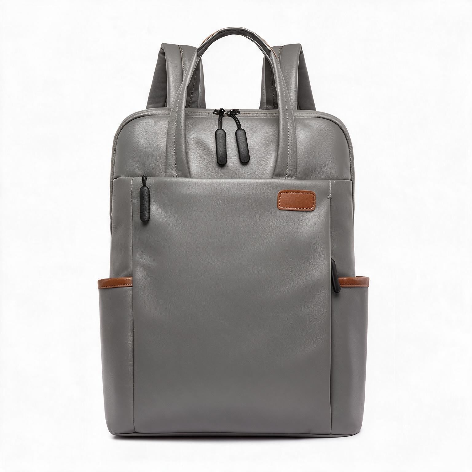 Mochila de piel genuina para mujer Alder en color Gris - vista frontal