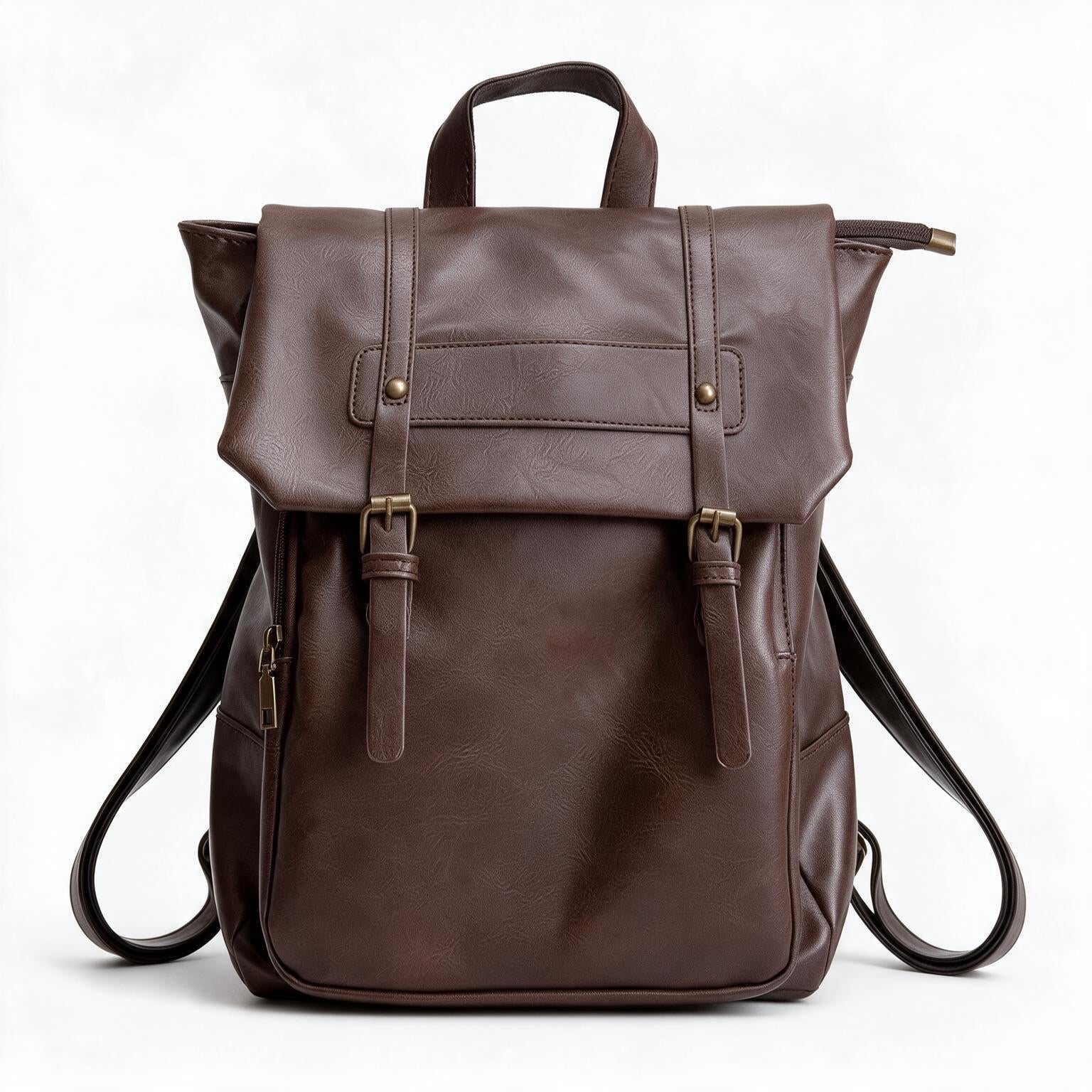 Mochila de piel genuina para mujer Sable en color Marrón Oscuro - vista frontal