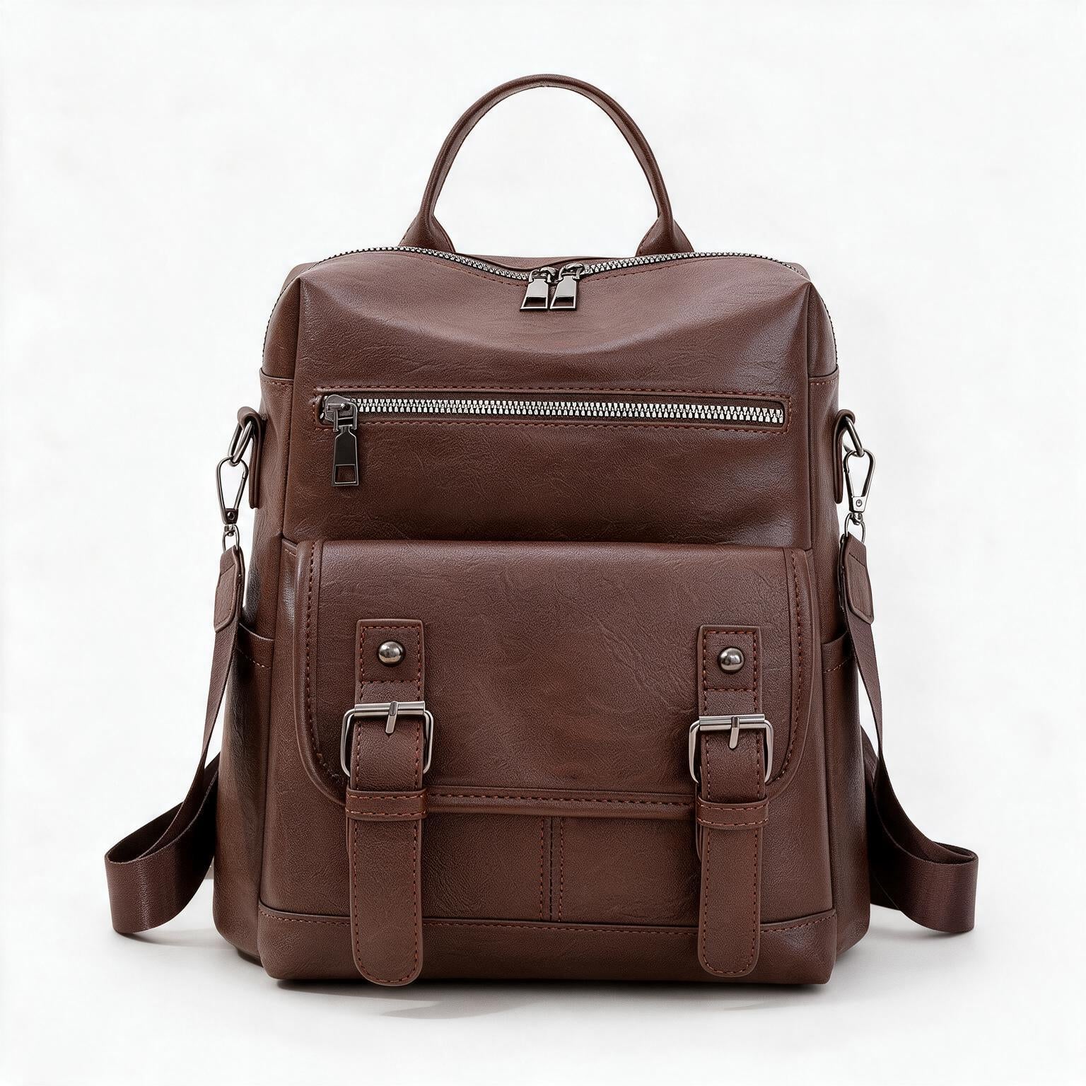 Mochila de piel genuina para mujer Wynn en color Marrón - vista frontal