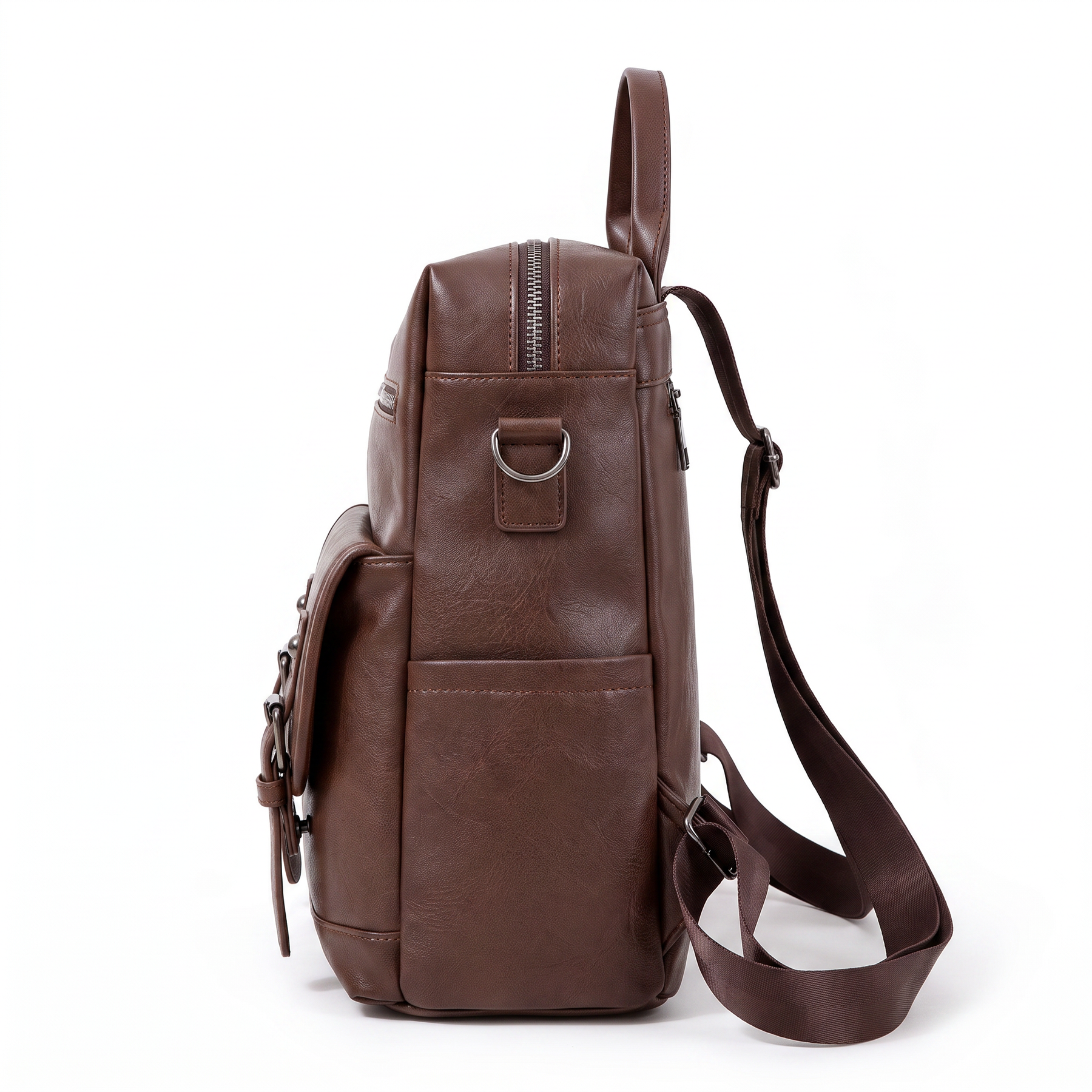 Mochila de piel genuina para mujer Wynn en color Negro - vista lateral