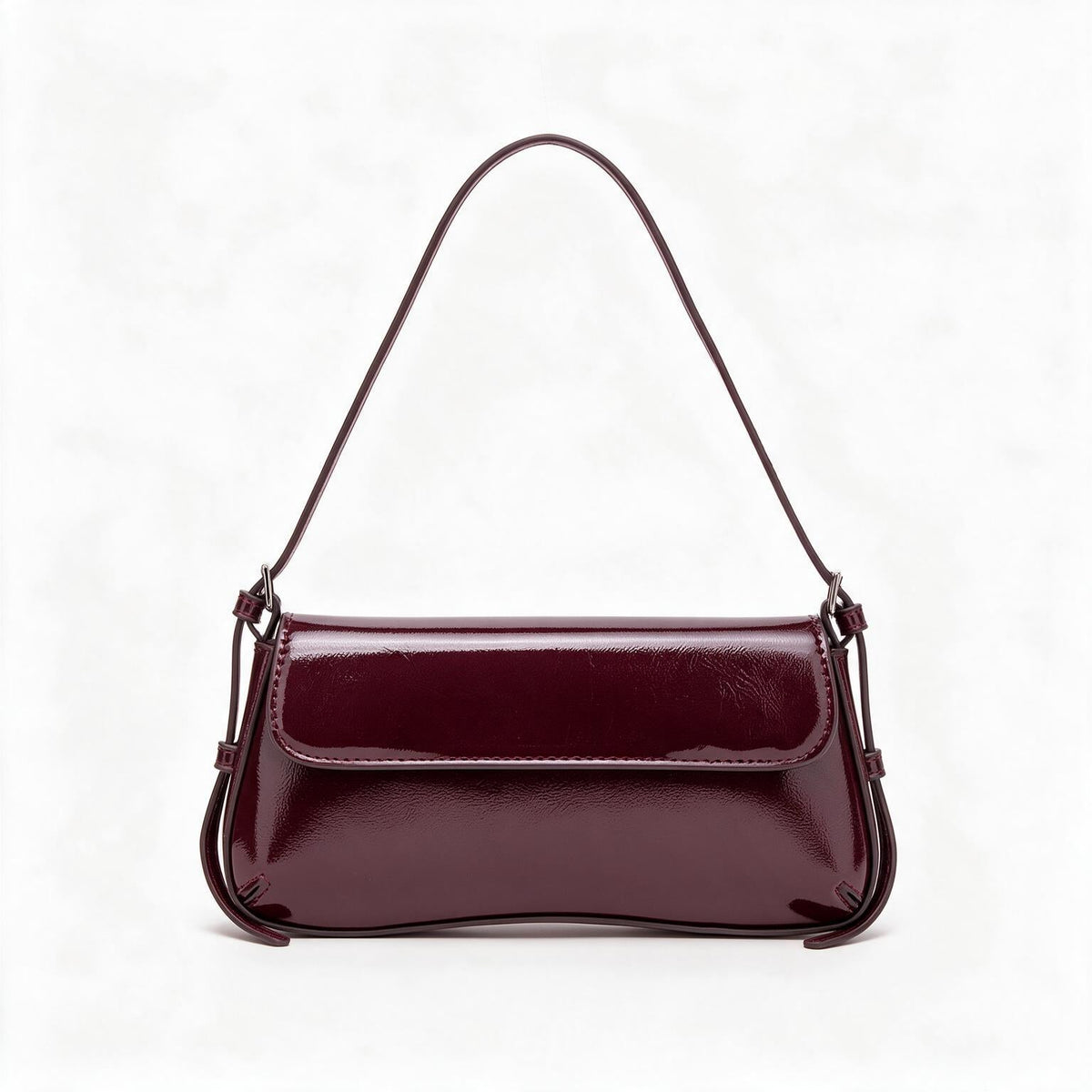 Bolso de piel genuina para mujer Camille en color Rojo Burdeos - vista frontal
