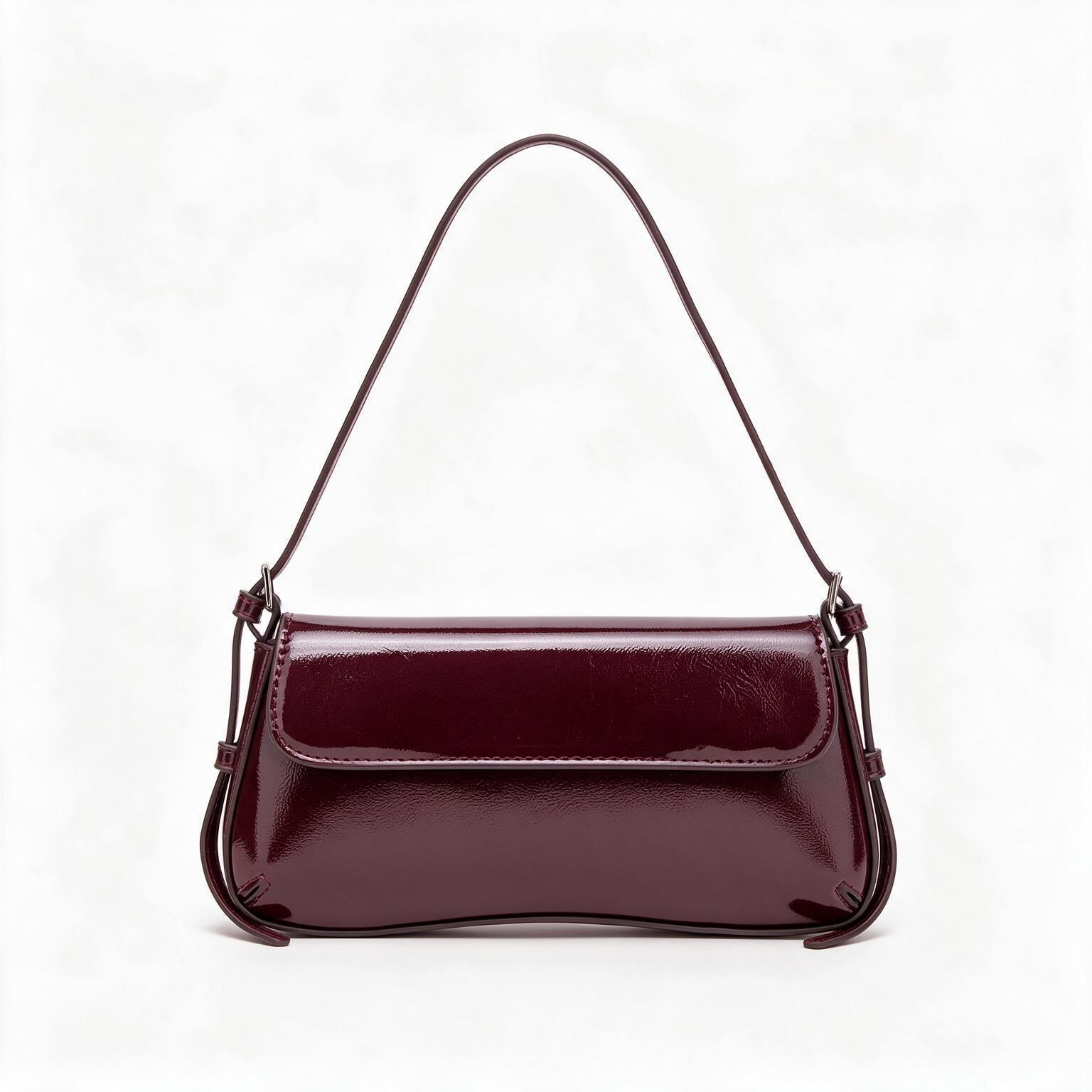 Bolso de piel genuina para mujer Camille en color Rojo Burdeos - vista frontal