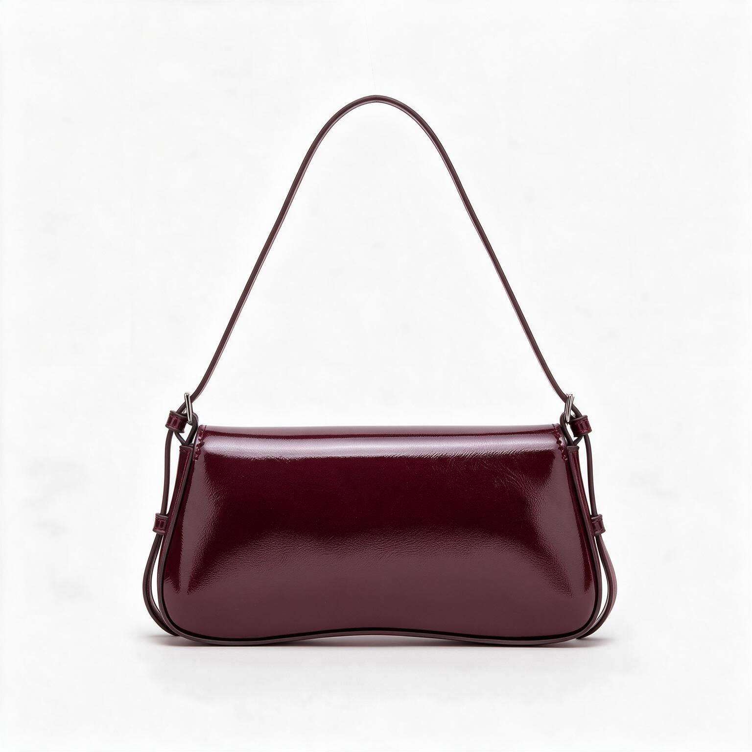 Bolso de piel genuina para mujer Camille en color Rojo Burdeos - vista trasera