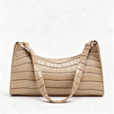 Bolso de piel genuina para mujer Harlow en color Beige - vista frontal