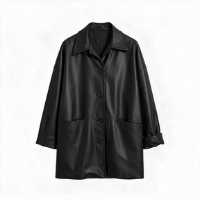 Chaqueta de piel genuina para mujer Alive en color Negro - vista frontal