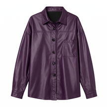 Chaqueta de piel genuina para mujer Celmia en color Morado - vista frontal