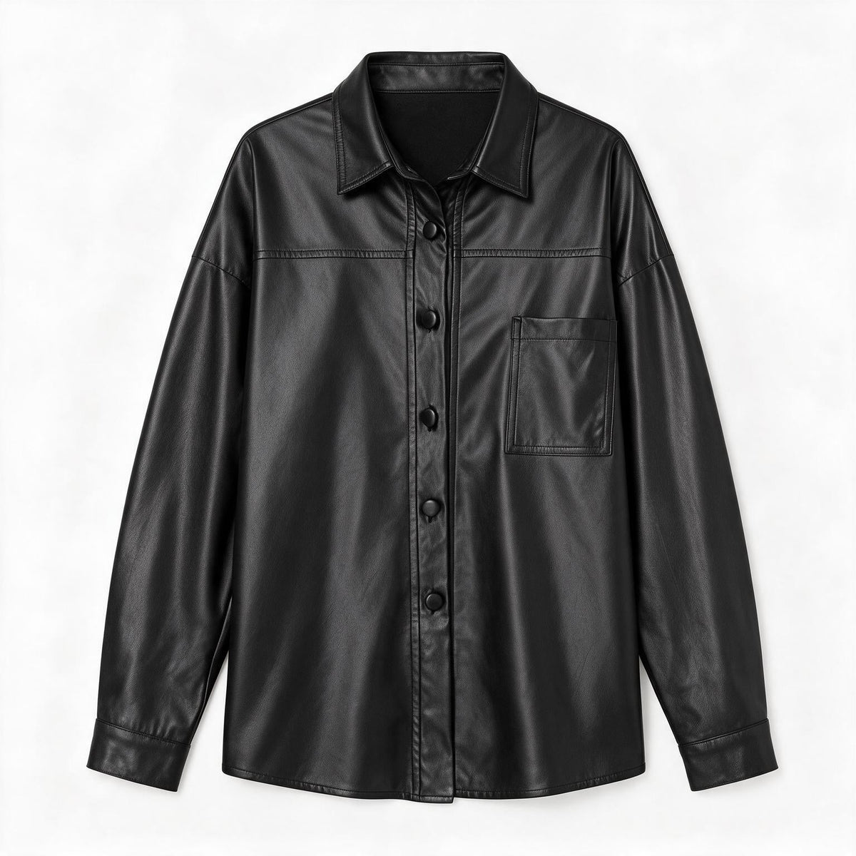 Chaqueta de piel genuina para mujer Celmia en color Negro - vista frontal