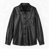 Chaqueta de piel genuina para mujer Celmia en color Negro - vista frontal