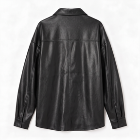 Chaqueta de piel genuina para mujer Celmia en color Negro - vista trasera