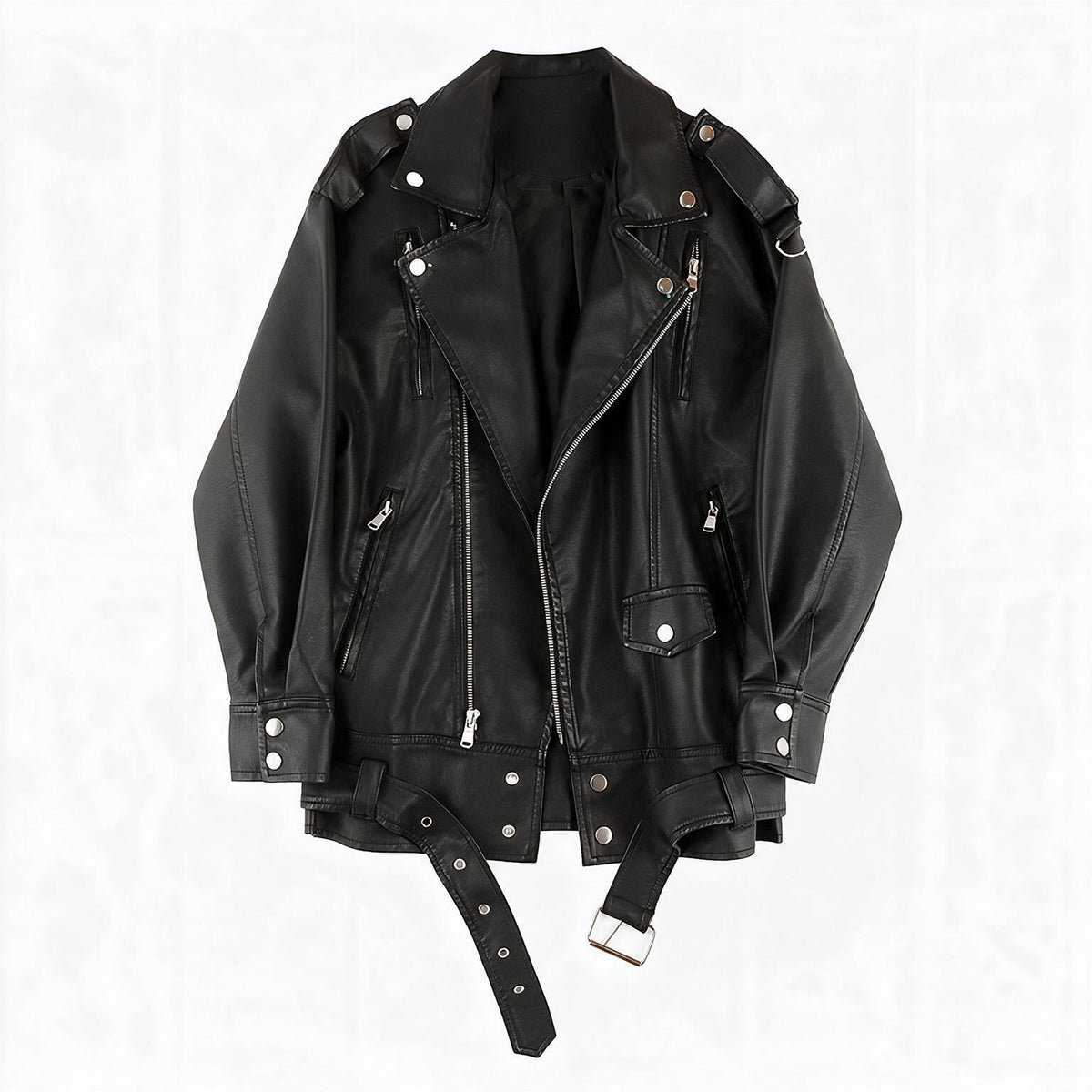 Chaqueta de piel genuina para mujer Isolde en color Negro - vista frontal