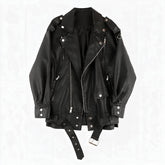 Chaqueta de piel genuina para mujer Isolde en color Negro - vista frontal