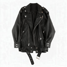 Chaqueta de piel genuina para mujer Isolde en color Negro - vista frontal