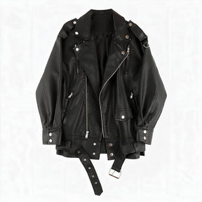 Chaqueta de piel genuina para mujer Isolde en color Negro - vista frontal