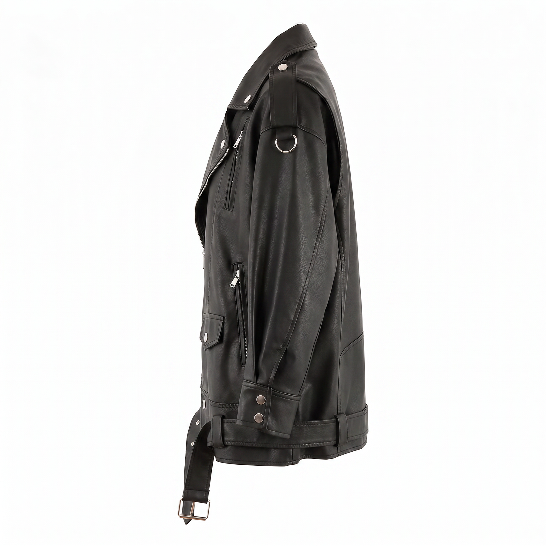 Chaqueta de piel genuina para mujer Isolde en color Negro - vista lateral