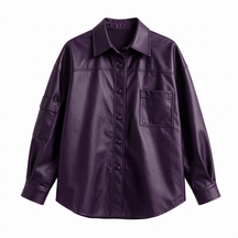Chaqueta de piel genuina para mujer Wolff en color Morado - vista frontal