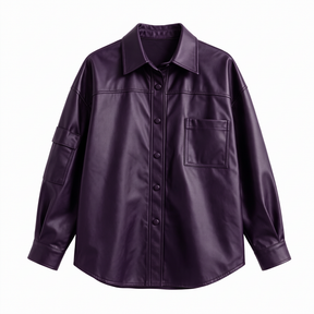 Chaqueta de piel genuina para mujer Wolff en color Morado - vista frontal