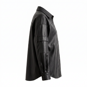 Chaqueta de piel genuina para mujer Wolff en color Negro - vista lateral