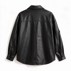 Chaqueta de piel genuina para mujer Wolff en color Negro - vista trasera