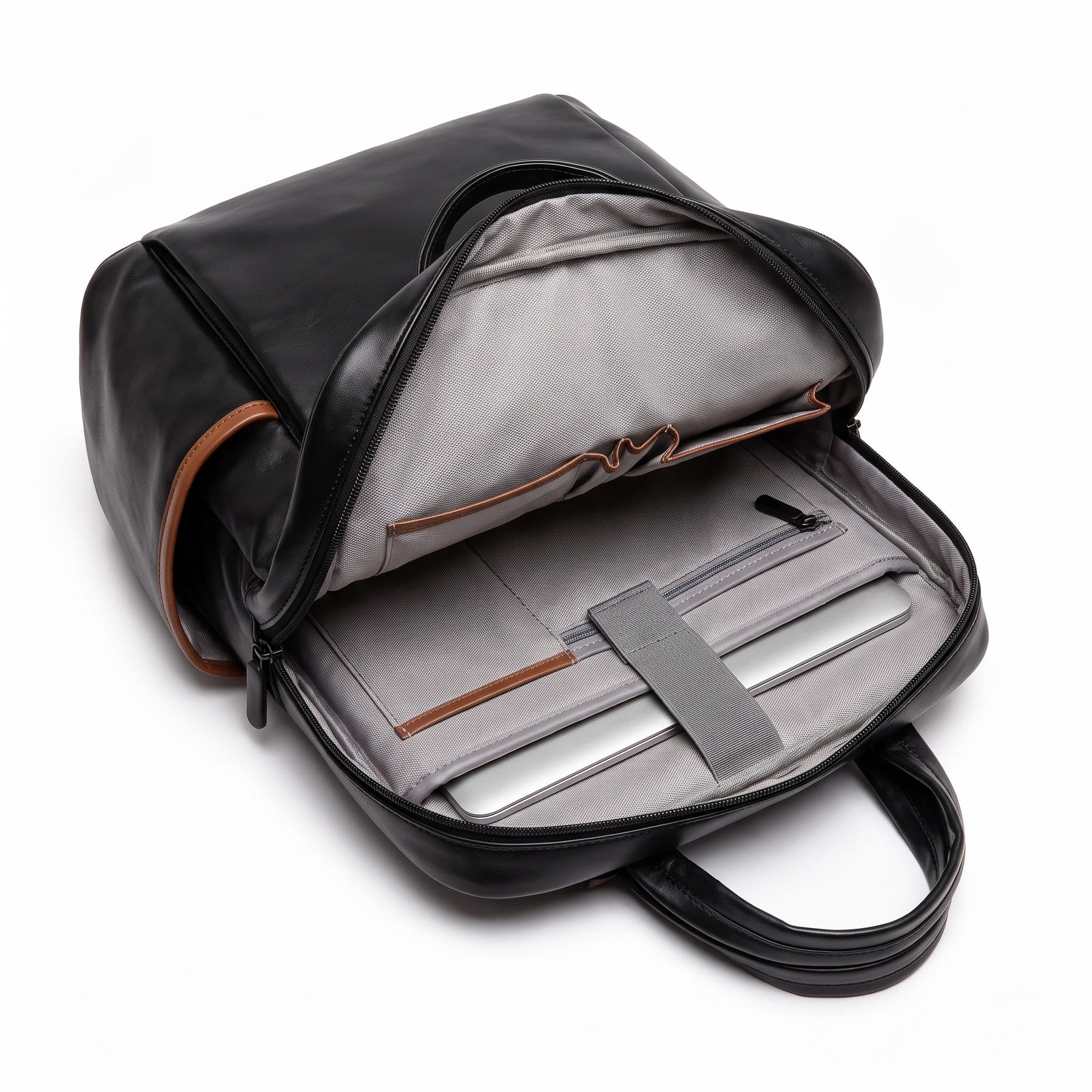 Mochila de piel genuina para mujer Alder en color Negro - interior