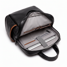 Mochila de piel genuina para mujer Alder en color Negro - interior