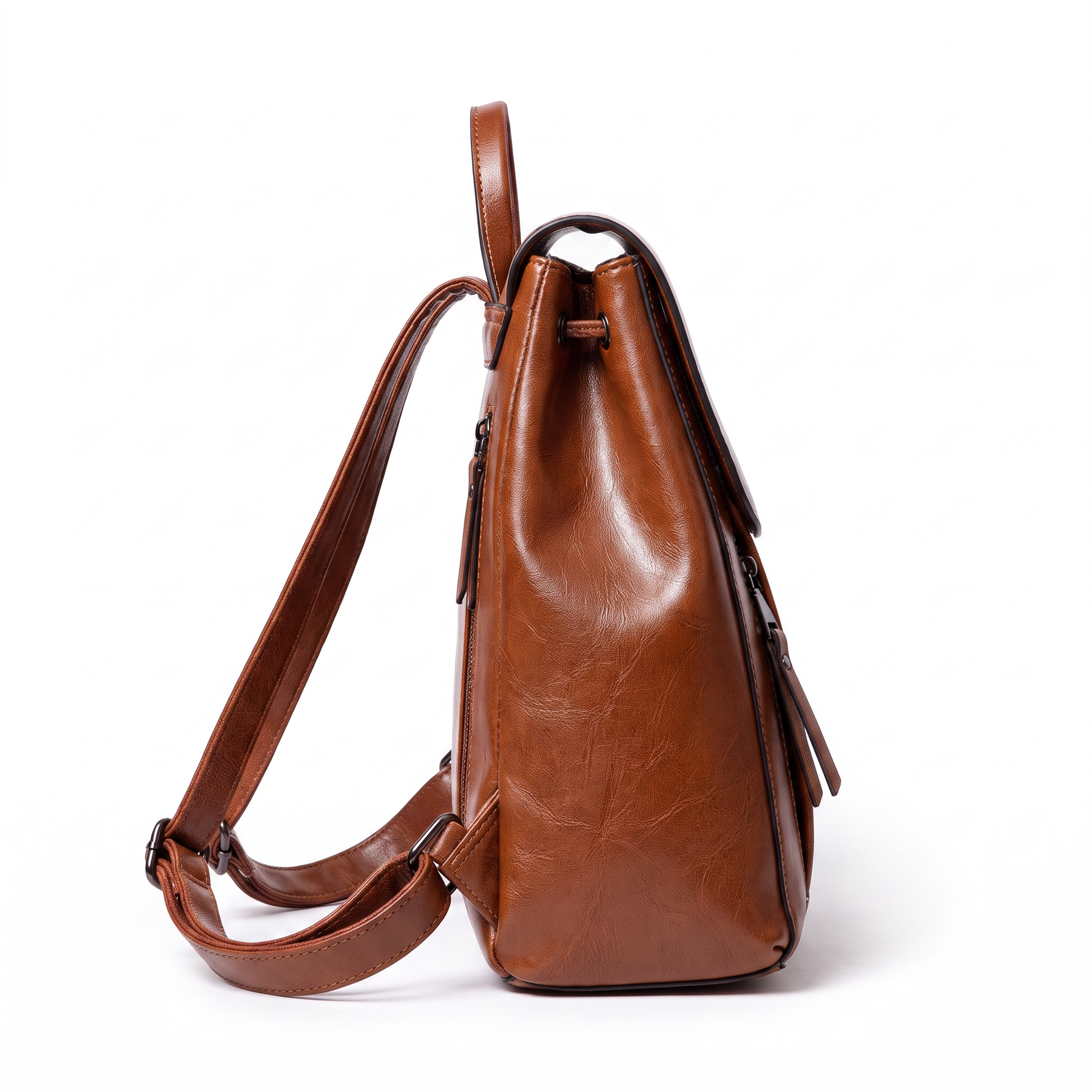 Mochila de piel genuina para mujer Journey en color Negro - vista lateral