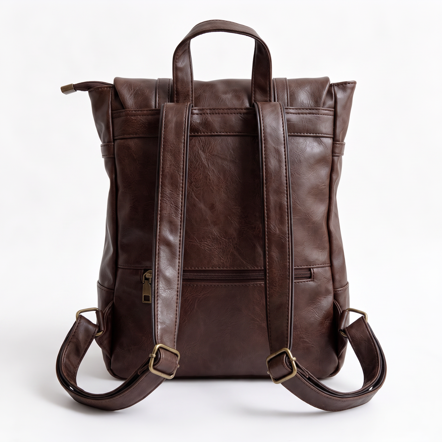 Mochila de piel genuina para mujer Sable en color Negro - vista trasera