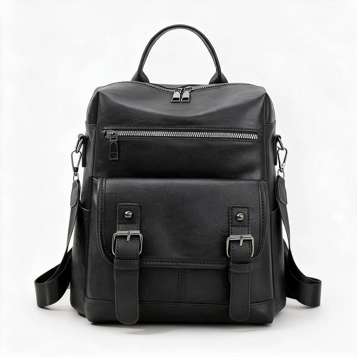 Mochila de piel genuina para mujer Wynn en color Negro - vista frontal