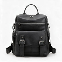 Mochila de piel genuina para mujer Wynn en color Negro - vista frontal
