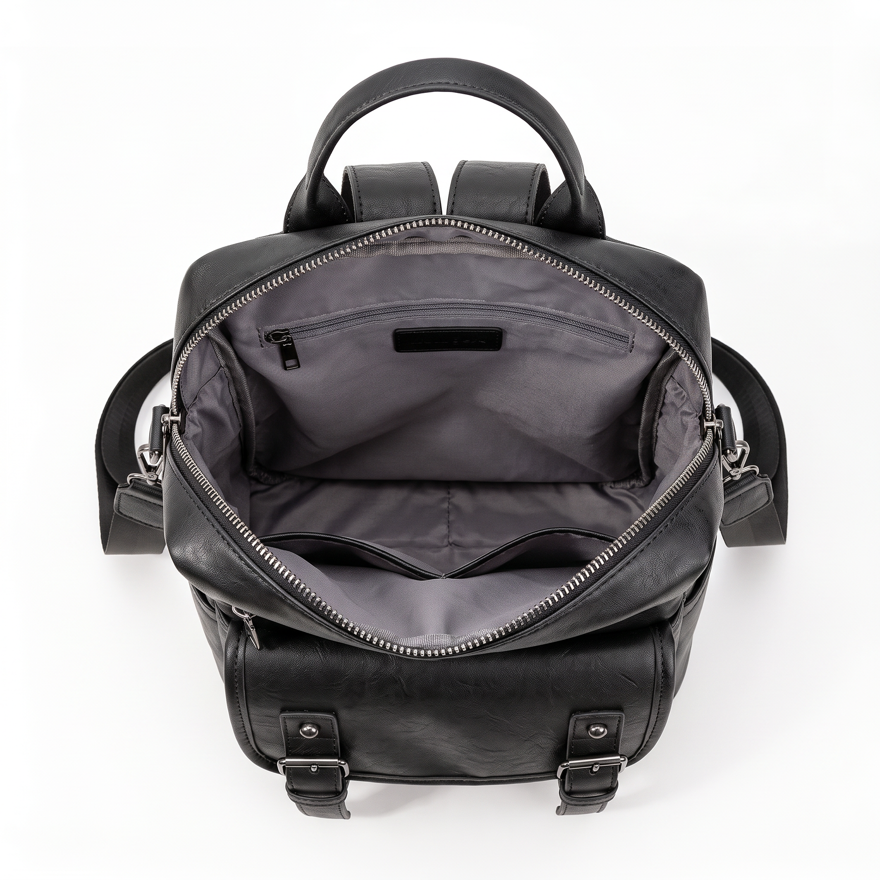 Mochila de piel genuina para mujer Wynn en color Negro - interior