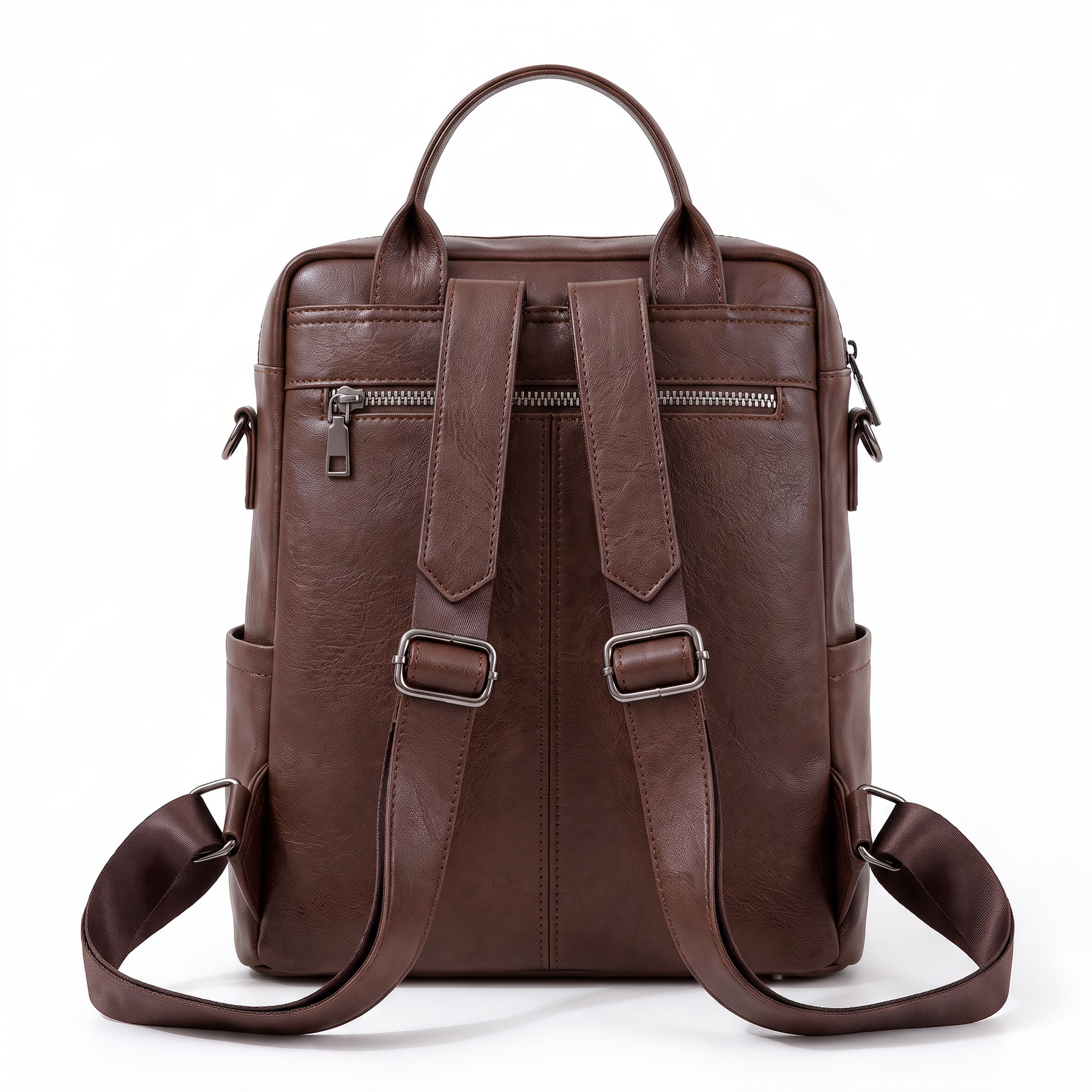 Mochila de piel genuina para mujer Wynn en color Negro - vista trasera